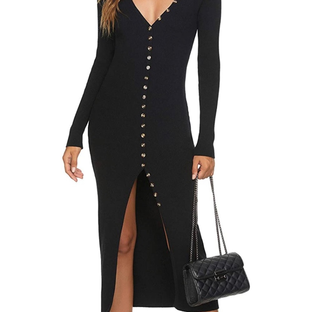CMZ2005 Bodycon Longsleeve Sweater Dress with slit (PRICE FIRM) - Picture 3 of 10